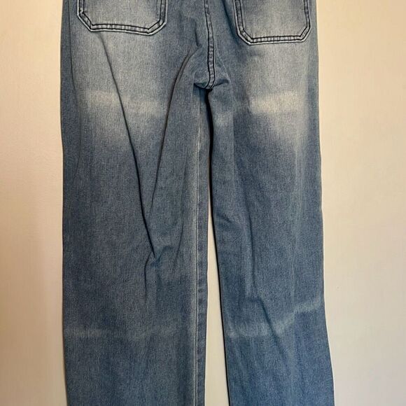 Jeans Women's Blue Denim Straight Wide Leg Baggy Jeans Medium - Picture 7 of 9